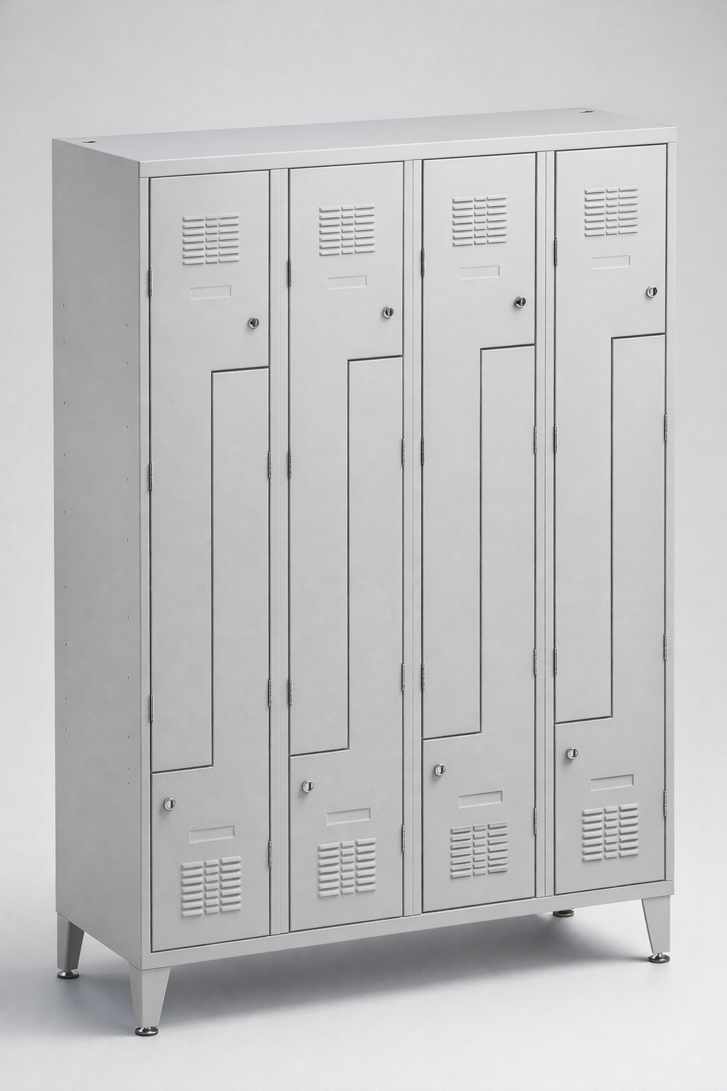 Szafka ubraniowa BHP typu L Sul 34 W st – na nóżkach - wygodne gospodarowanie przestrzenią szatni przy